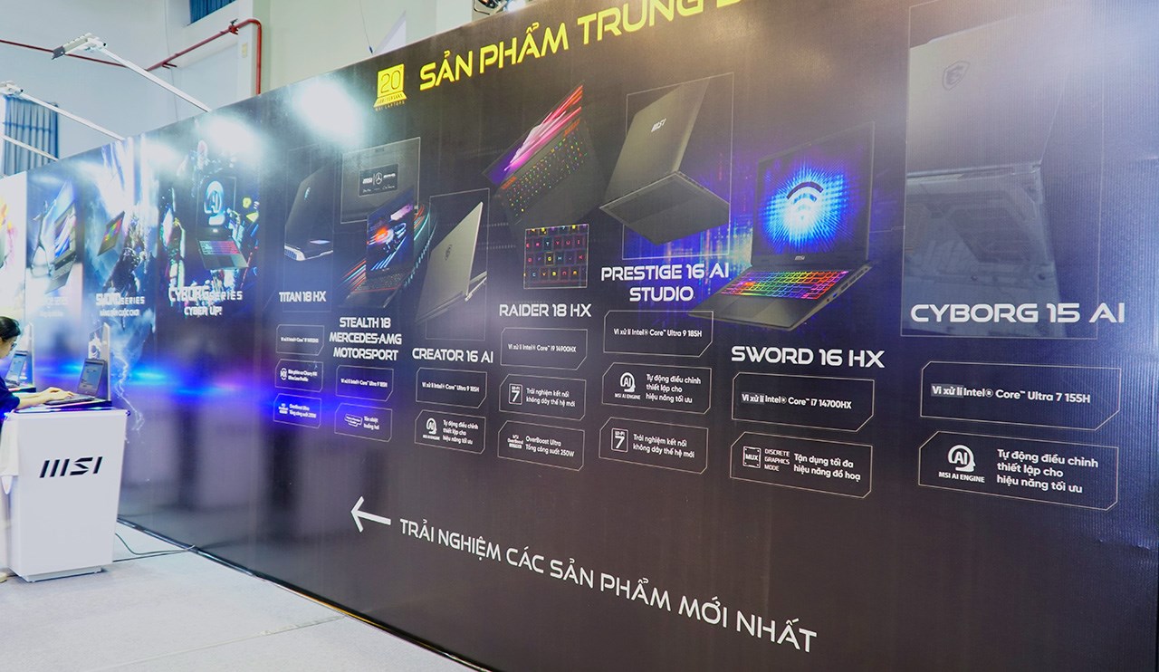Khám phá dải sản phẩm laptop cực khủng khi tham gia sự kiện kỷ niệm 20 năm laptop MSI 