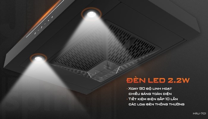 Hệ thống 2 đèn LED 2WW xoay 90 độ giúp tăng khả năng chiếu sáng toàn diện và tiết kiệm điện gấp 10 lần.