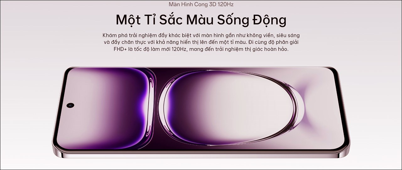 Màn hình cong 3D sống động trên OPPO Reno12 Màn hình cong 3D sống động trên OPPO Reno12