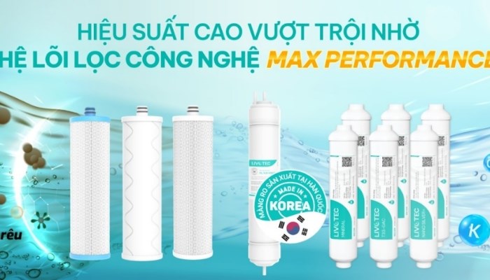 Máy lọc nước hiệu suất cao Livotec trang bị tới 10 lõi lọc hiệu suất cao