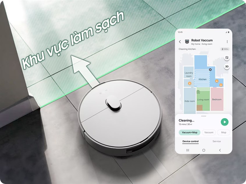 Tùy chọn vùng muốn làm sạch theo nhu cầu
