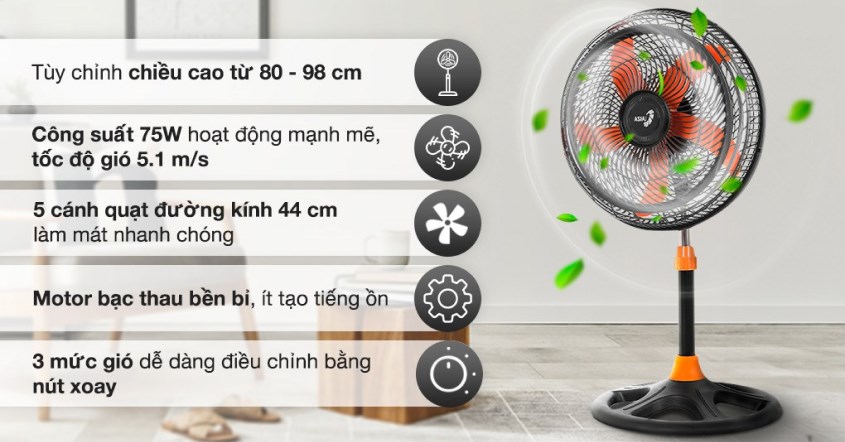 Cơ hội trúng thưởng Quạt lửng Asia VY628890 đen.