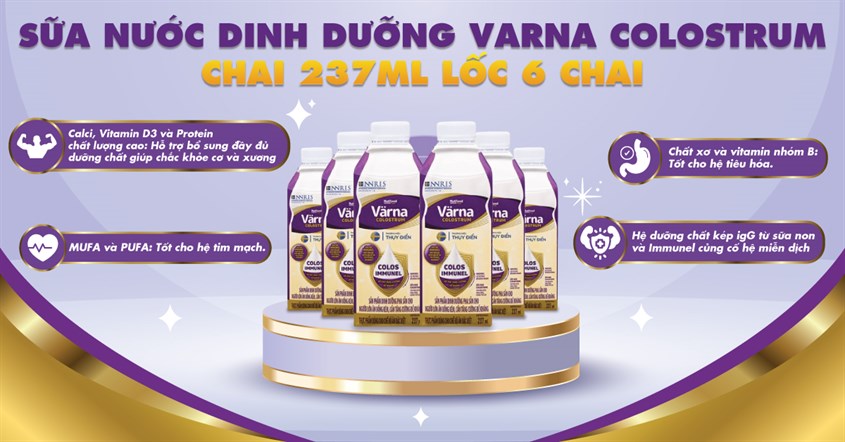Quà tặng Sữa nước dinh dưỡng Varna Colostrum chai 237ml lốc 6 chai.