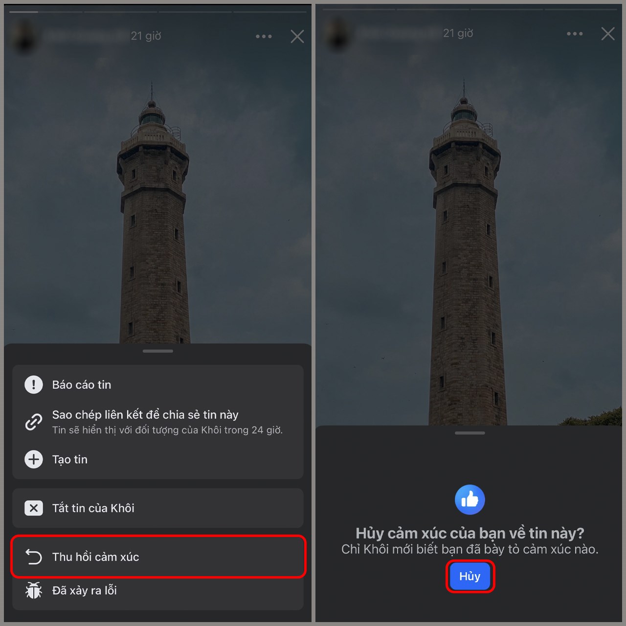 Cách thu hồi cảm xúc trên Story Facebook