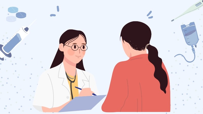 Nhân viên y tế tiến hành khai thác thông tin bệnh