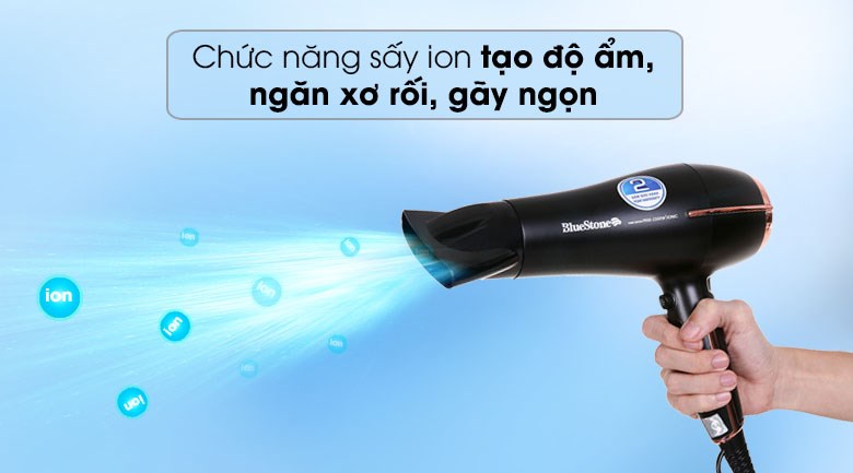 Máy sấy tóc 1900 - 2300W Bluestone HDB-1958 có công nghệ sấy ion thông minh