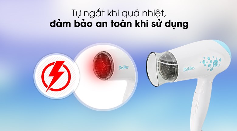 Máy sấy tóc 1200W Delites PH3812 có khả năng tự ngắt khi quá nhiệt vô cùng thông minh