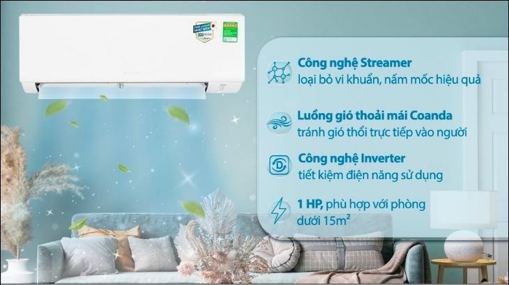 Máy lạnh Daikin Inverter 1 HP ATKF25XVMV mang đến không khi mát lạnh tối ưu cho căn phòng có diện tích 15m2