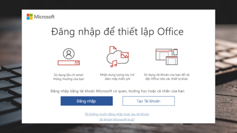 Sử dụng tài khoản Microsoft đã dùng để mua hay đăng ký trước đó