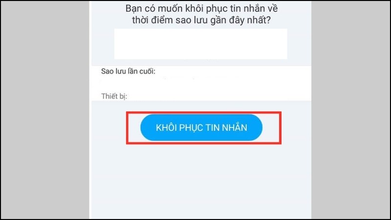 Nhấn KHÔI PHỤC TIN NHẮN