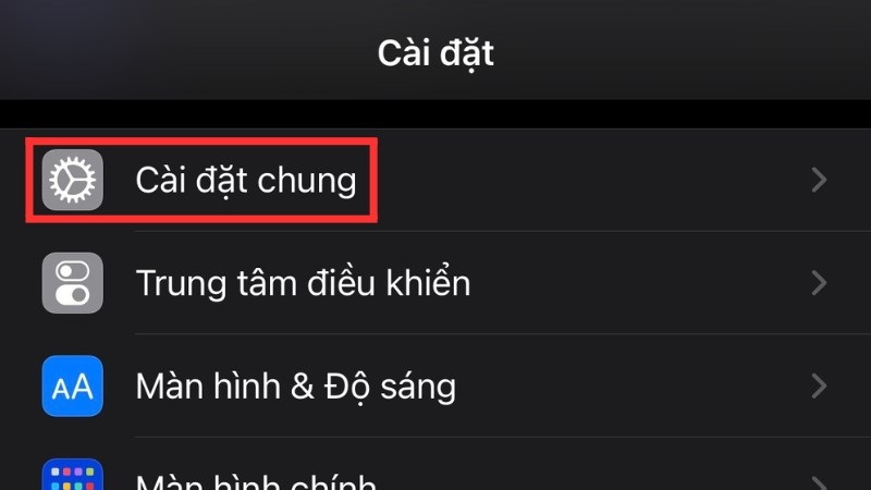 Chọn phần Cài đặt chung