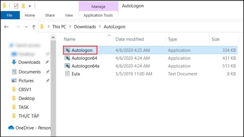 Chạy tệp Autologon.exe