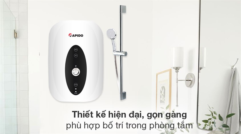 Máy nước nóng trực tiếp Rapido 4500W SONNE - SN4.5 với thiết kế hiện đại, dễ dàng bố trí