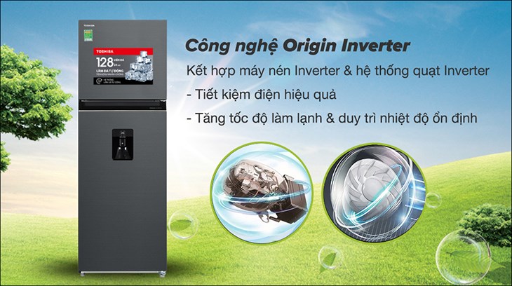 Tủ lạnh Toshiba Inverter 336 lít GR-RT435WEA-PMV(06)-MG sở hữu công nghệ Origin Inverter giúp tăng tốc độ làm lạnh mà vẫn tối ưu điện năng