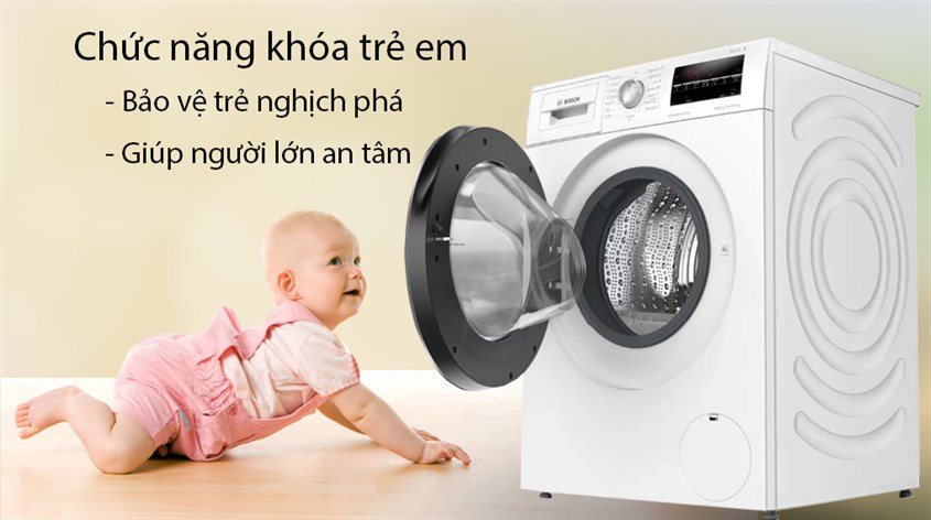 Máy giặt sấy Bosch giặt 9 kg - sấy 6 kg WNA14400SG có tính năng khóa trẻ em an toàn