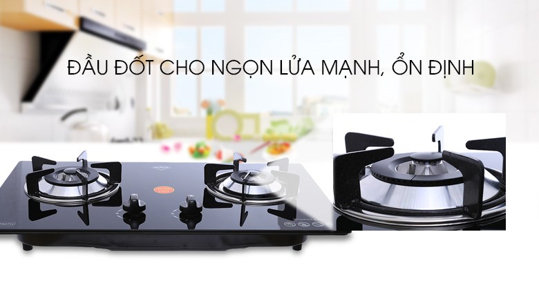 Bếp ga âm Kiwa KW-2607G sở hữu đầu đốt cho ngọn lửa mạnh, ổn định