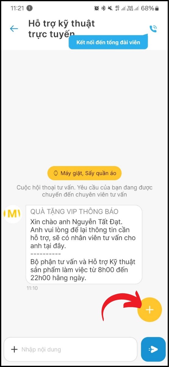  Chọn biểu tượng dấu cộng màu vàng bên góc phải dưới màn hình.