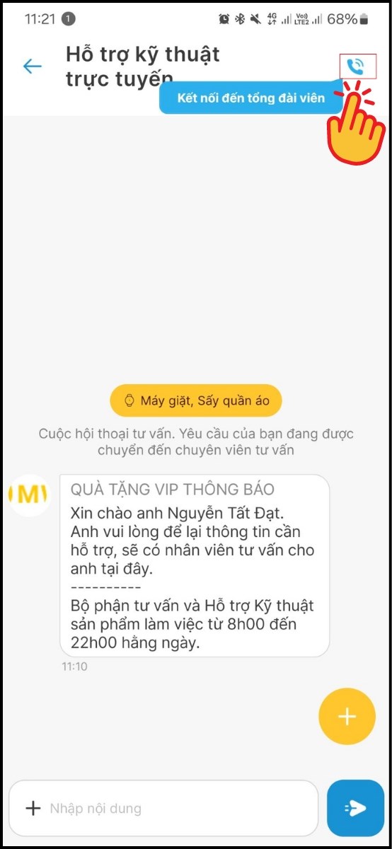 Chọn biểu tượng gọi điện màu xanh ở góc phải trên Chọn biểu tượng gọi điện màu xanh ở góc phải trên