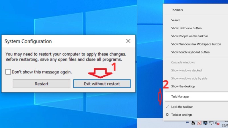 Chuột phải vào thanh Taskbar  chọn Task Manager 