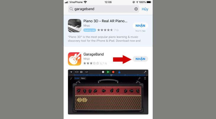 Bạn tiến hành cài đặt ứng dụng GarageBand để bắt đầu quá trình cài nhạc chờ