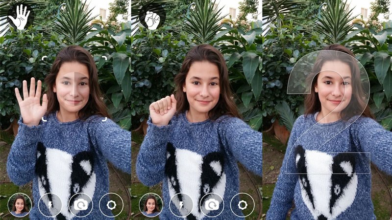 Sử dụng cử chỉ để selfie dễ d&agrave;ng