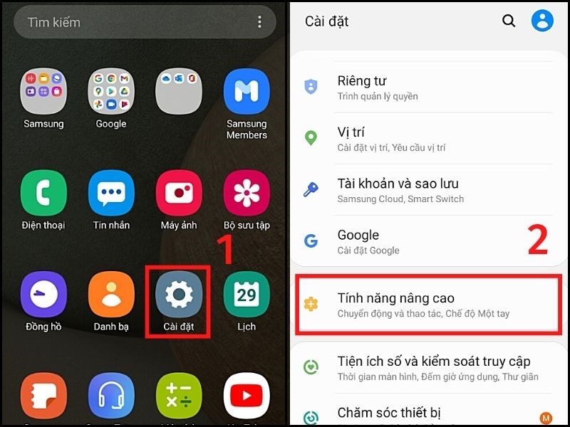 Chụp màn hình điện thoại Samsung bằng tính năng vuốt lòng bàn tay