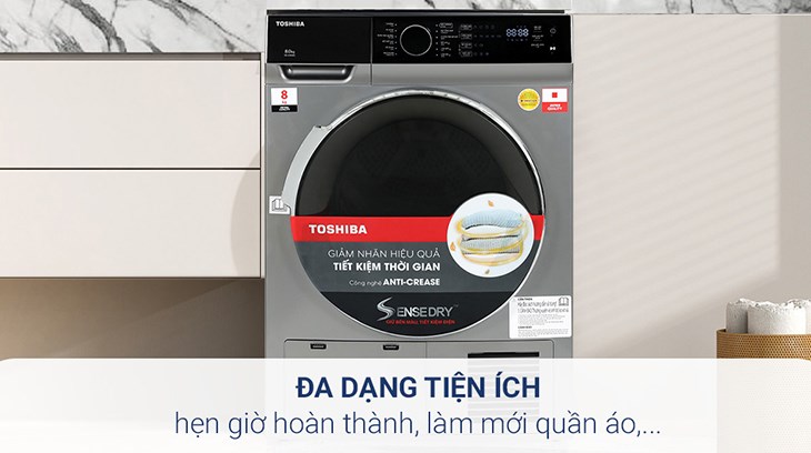 Máy sấy ngưng tụ Toshiba 8 kg TD-K90MEV(SK) với tính năng hẹn giờ hoàn thành cho phép người dùng cài đặt sẵn thời gian hoàn thành chu trình sấy của máy