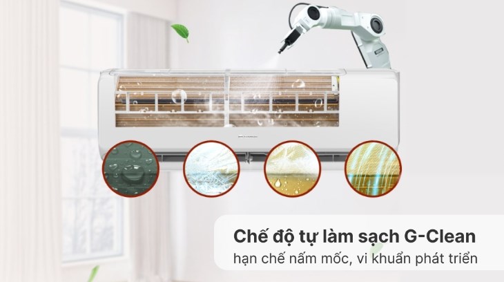  Chế độ tự làm sạch G-Clean giúp dàn lạnh không bị đọng nước, hạn chế nấm mốc và vi khuẩn