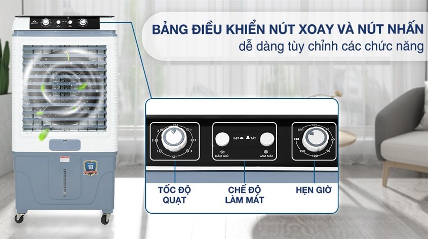 Quạt điều hòa Hòa Phát HPCF1-012 có bảng điều khiển tiếng Việt dễ dàng sử dụng