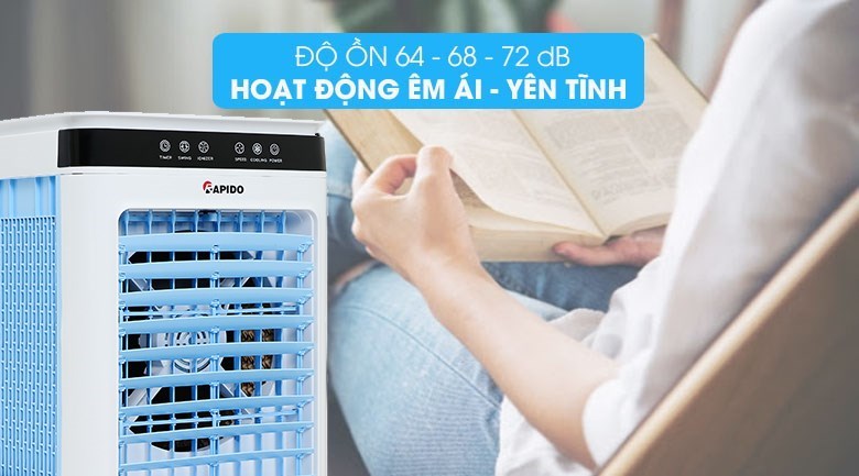 Quạt điều hòa Rapido 6000D có độ ồn vừa phải, dễ chịu