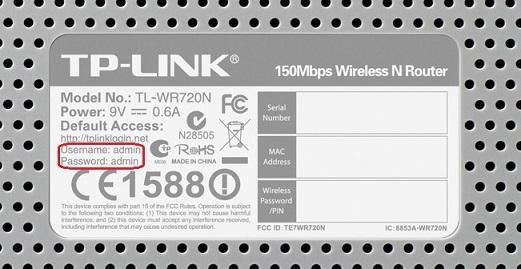 Username và password sẽ nằm ở mặt sau của modem wifi