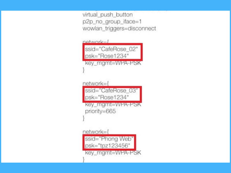 Mật khẩu mạng Wifi sẽ nằm ở vị trí SSID