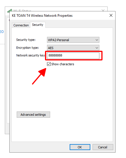 Xem mật khẩu Wifi ở mục Network security key