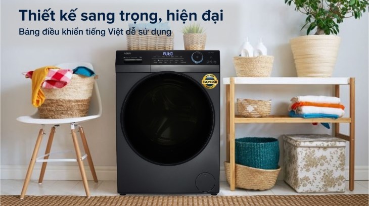 Máy giặt Aqua Inverter 9 kg AQD- D902G BK có thiết kế cửa ngang sang trọng