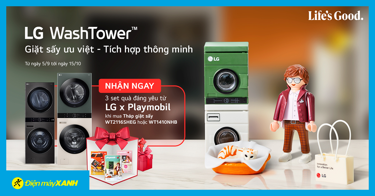 Mua Tháp Giặt Sấy Lg Washtower - Nhận Ngay Set Quà Đáng Yêu Trị Giá 3.3 Triệu
