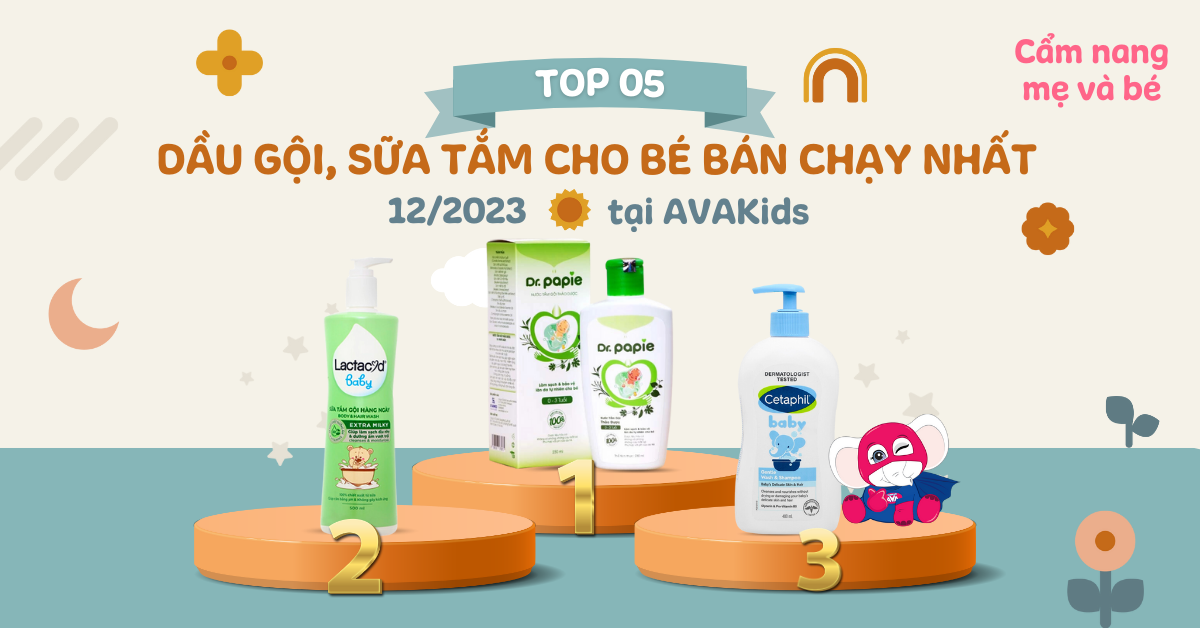 Top 5 dầu gội, sữa tắm cho bé bán chạy nhất tháng 12 tại AVAKids