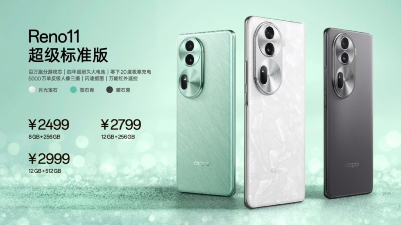 OPPO Reno11 giá khởi điểm tại thị trường Trung Quốc là 2.499 Nhân dân tệ (khoảng 8.5 triệu đồng). OPPO Reno11 giá khởi điểm tại thị trường Trung Quốc là 2.499 Nhân dân tệ (khoảng 8.5 triệu đồng).