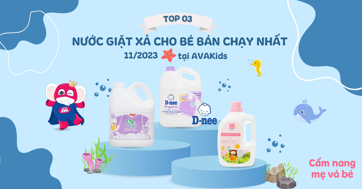 Top 3 nước giặt xả cho bé bán chạy nhất tháng 11 tại AVAKids