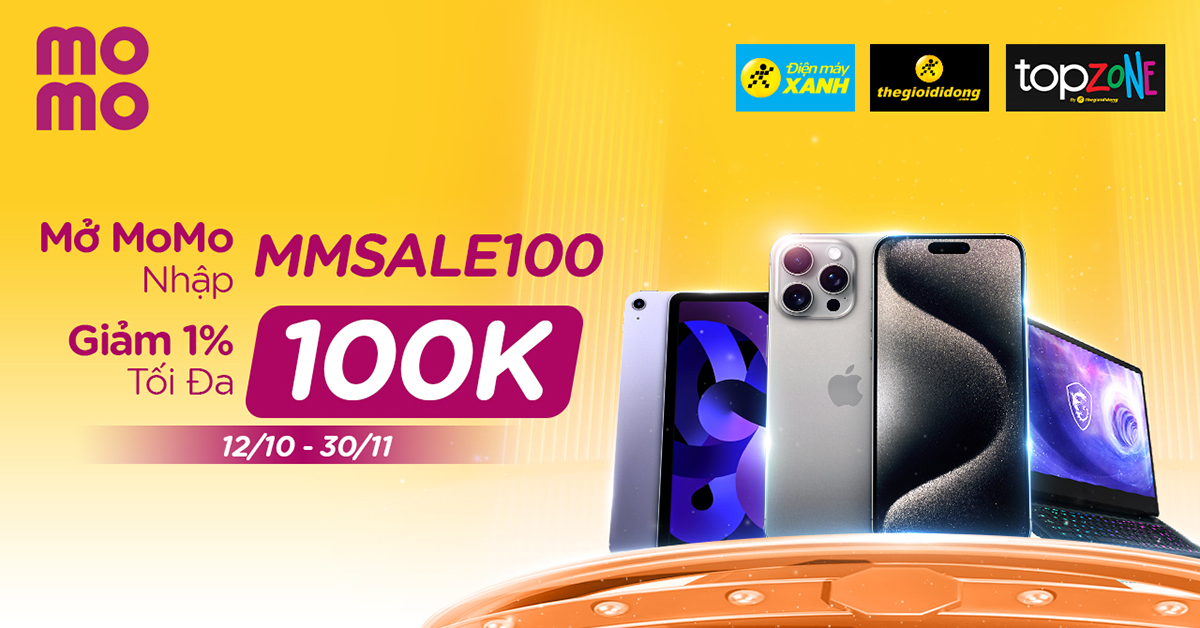 Thanh toán MOMO - Giảm 1% tối đa 100.000đ trên website Điện máy XANH