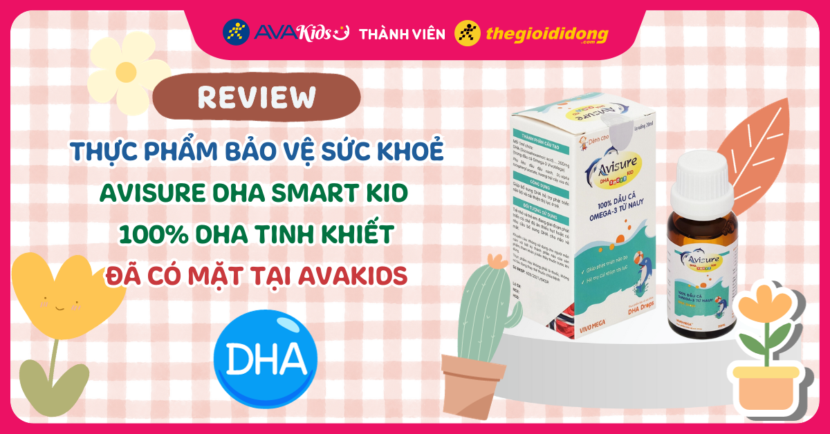 Review thực phẩm bảo vệ sức khoẻ Avisure DHA Smart Kid 100% DHA tinh khiết nhất từ Na-uy đã có mặt tại Avakids. Mua ngay!