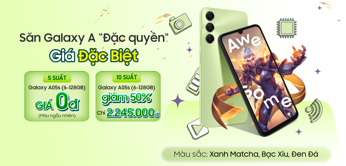 Mini game: Săn Galaxy A giá đặc biệt: 05 Galaxy A05s giá 0 đồng
