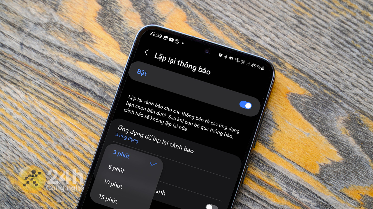 Cách bật lặp lại thông báo trên Samsung