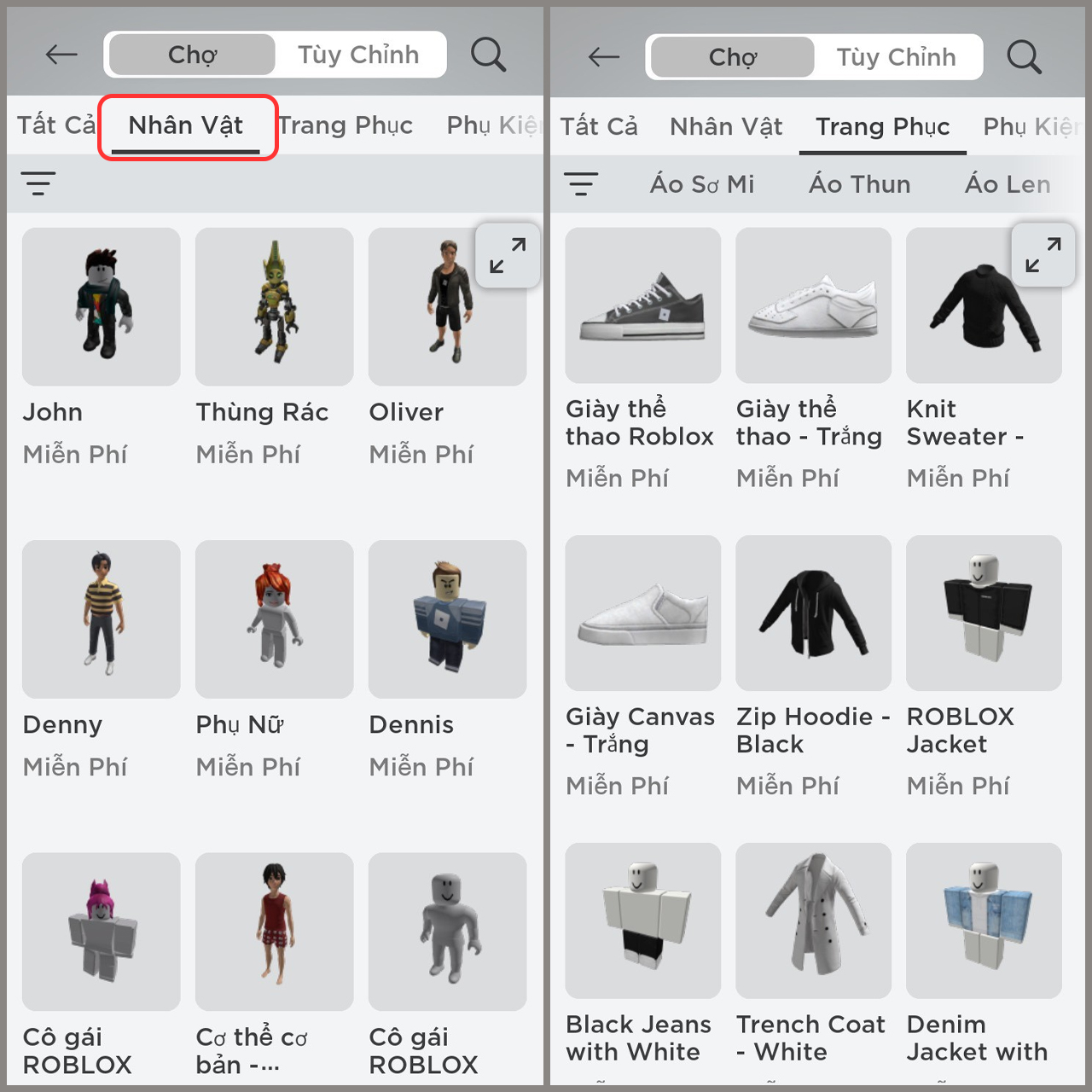 Cách lấy đồ free trong Roblox