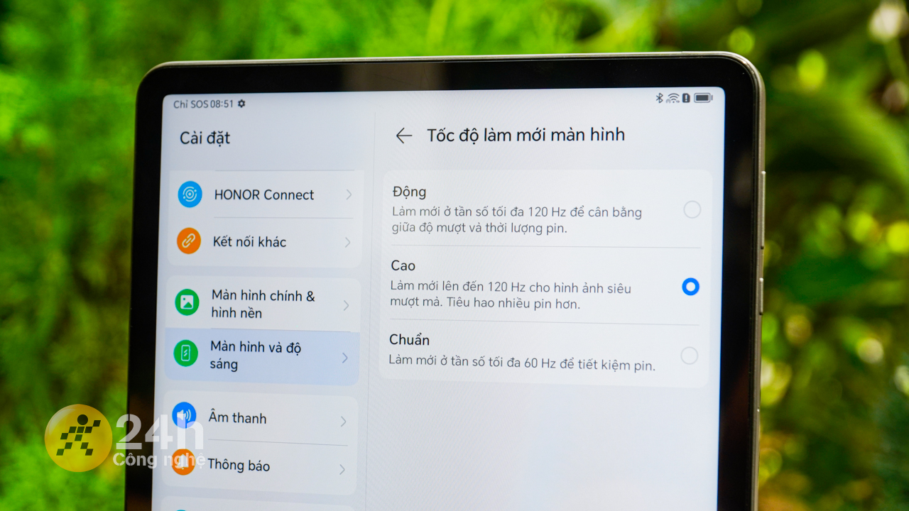 Cách bật 120Hz trên Honor Pad X9