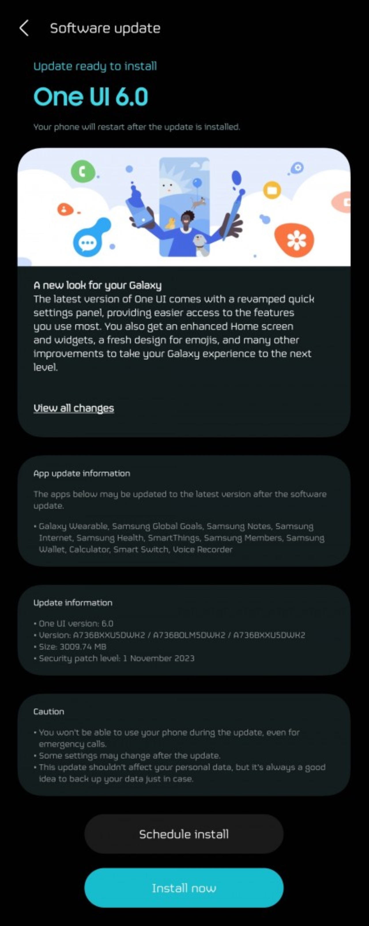 Người dùng Galaxy A73 5G tại châu Âu cũng đã nhận được bản cập nhật One UI 6.0