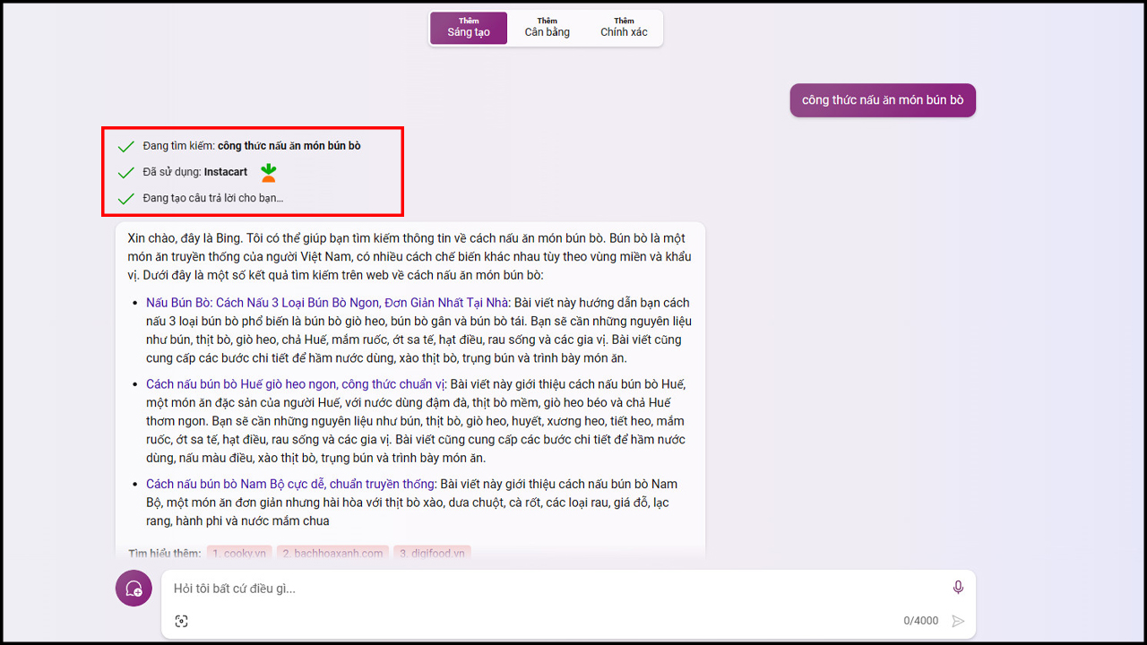 Cách sử dụng Plugins trên Bing Chat 