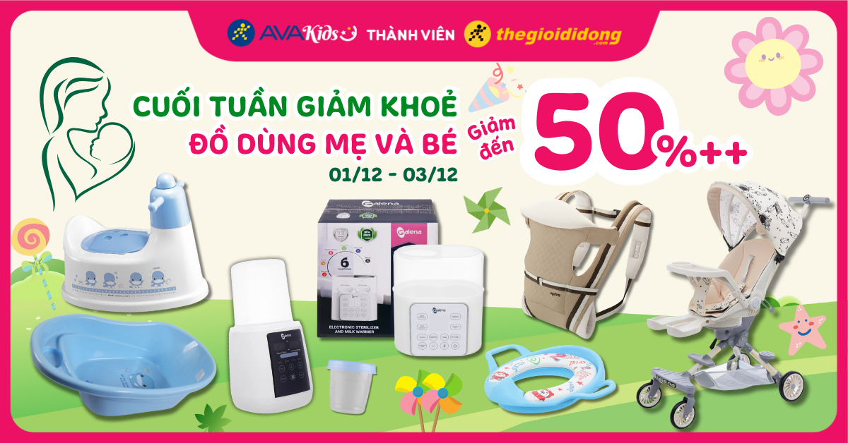 (1/12 - 3/12) Cuối tuần giảm khoẻ: Đồ dùng gia dụng cho mẹ và bé giảm thoả thích đến 50%++. Săn ngay deal hời!