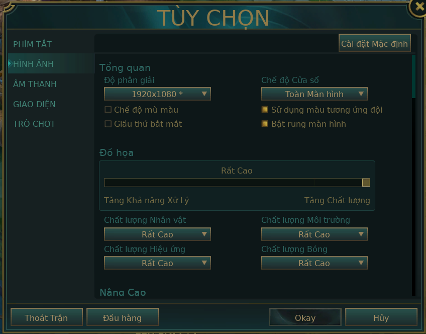 Thiết lập đồ họa game Liên Minh Huyền Thoại trên ASUS TUF F15 FX507ZC4