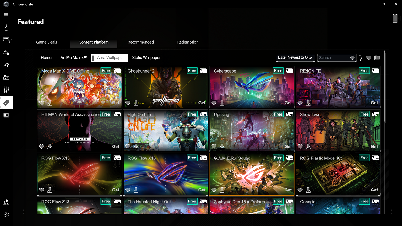 Các hình nền động Aura Wallpaper trong phần mềm Armoury Crate