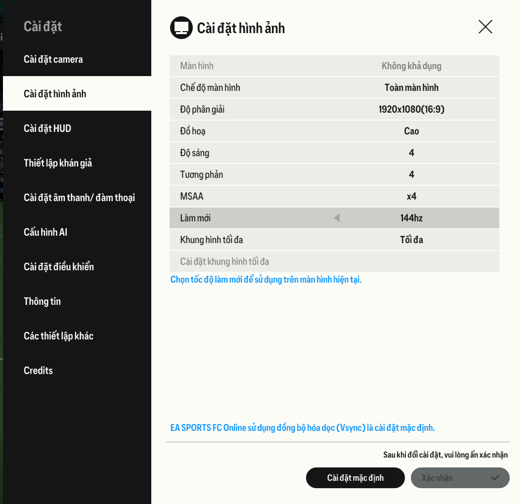 Thiết lập đồ họa game FC Mobile trên ASUS TUF F15 FX507ZC4